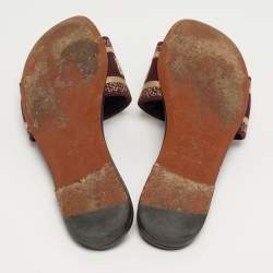 Pre Owned صندل سلايد ديور قماش مطرز أزرق داكن مقاس 40