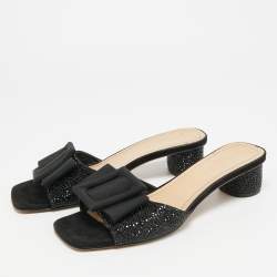 مملوكة مسبقًا صندل ديور أيديلي بفص كريستال وفينكة شامواه أسود مقاس 39