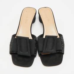 مملوكة مسبقًا صندل ديور أيديلي بفص كريستال وفينكة شامواه أسود مقاس 39