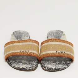 مملوكة مسبقًا Dior Dway Size 39 Multicolor Canvas Embroidered Flat Slide