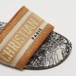 مملوكة مسبقًا Dior Dway Size 39 Multicolor Canvas Embroidered Flat Slide