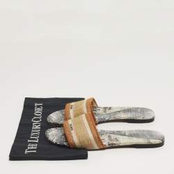 مملوكة مسبقًا Dior Dway Size 39 Multicolor Canvas Embroidered Flat Slide