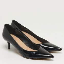 Pre Owned حذاء كعب عالي ديور جلد لامع أسود بمقدمة مدببة مقاس 39