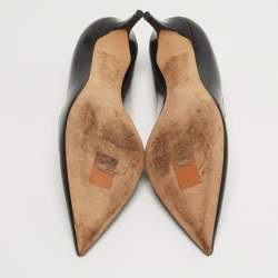 Pre Owned حذاء كعب عالي ديور جلد لامع أسود بمقدمة مدببة مقاس 39