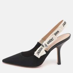 Pre Owned حذاء كعب عالي ديور جادور قماش تقني أسود حزام خلفي مقاس 37