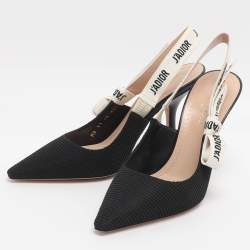 Pre Owned حذاء كعب عالي ديور جادور قماش تق ني أسود حزام خلفي مقاس 37