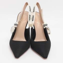 Pre Owned حذاء كعب عالي ديور جادور قماش تقني أسود حزام خلفي مقاس 37