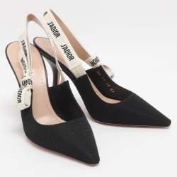 Pre Owned حذاء كعب عالي ديور جادور قماش تقني أسود حزام خلفي مقاس 37