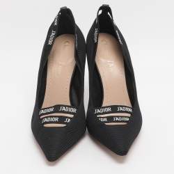 Pre Owned Dior J'Adior Size 37.5 Black Technical Fabric and Leather Pumps
