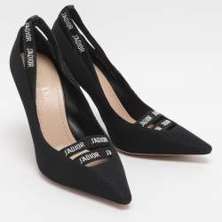 Pre Owned Dior J'Adior Size 37.5 Black Technical Fabric and Leather Pumps