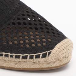 Pre Owned Dior Granville Size 38 Black Mesh Canvas Espadrille Flats