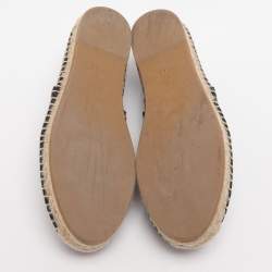 Pre Owned Dior Granville Size 38 Black Mesh Canvas Espadrille Flats