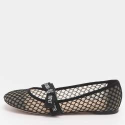 مملوكة مسبقًا Dior Miss J'adior Size 38.5 Black Mesh Ballet Flats