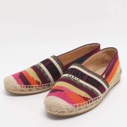 مملوكة مسبقًا Dior Granville Size 38.5 Multicolor Knit Fabric Espadrille Flats
