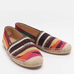 مملوكة مسبقًا Dior Granville Size 38.5 Multicolor Knit Fabric Espadrille Flats