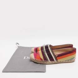 مملوكة مسبقًا Dior Granville Size 38.5 Multicolor Knit Fabric Espadrille Flats