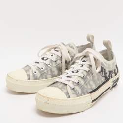 Pre Owned Dior B23 Size 38.5 Grey Mesh and PVC Low Top Sneakers