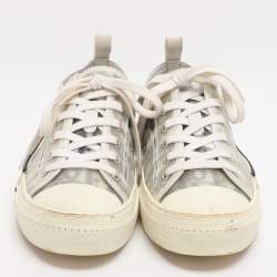 Pre Owned Dior B23 Size 38.5 Grey Mesh and PVC Low Top Sneakers