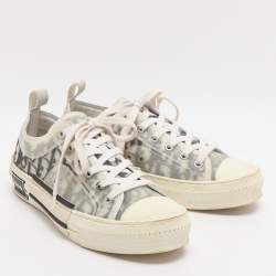Pre Owned Dior B23 Size 38.5 Grey Mesh and PVC Low Top Sneakers