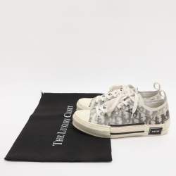 Pre Owned Dior B23 Size 38.5 Grey Mesh and PVC Low Top Sneakers