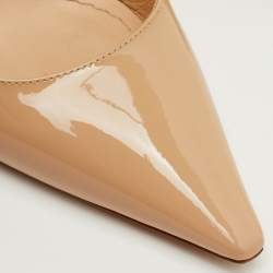 Pre Owned Dior J'Adior Size 38.5 Beige Patent Leather Pointed Toe Slingback Pumps