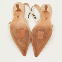 Pre Owned Dior J'Adior Size 38.5 Beige Patent Leather Pointed Toe Slingback Pumps