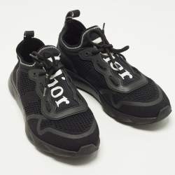 Pre Owned Dior B21 Size 41 Black Knit Fabric Low Top Sneakers