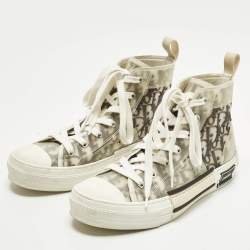 Pre Owned Dior B23 Size 38 Grey/Transparent Mesh and PVC High Top Sneakers