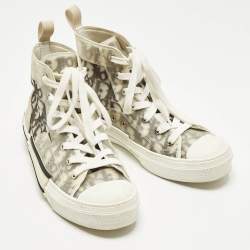 Pre Owned Dior B23 Size 38 Grey/Transparent Mesh and PVC High Top Sneakers