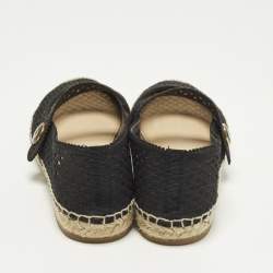 Pre Owned حذاء ديور فلات ماري جين إسبادريل قماش أسود مقاس 37