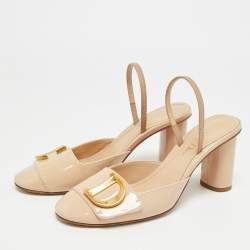 Pre Owned Dior C'est Size 35 Beige Patent Leather Slingback Pumps