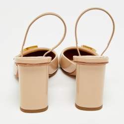 Pre Owned Dior C'est Size 35 Beige Patent Leather Slingback Pumps