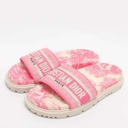 Pre Owned Dior Dway Size 38.5 Pink Canvas Sandals