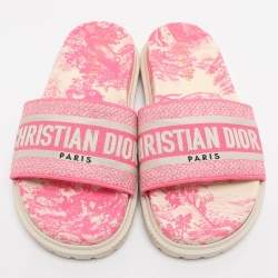 Pre Owned Dior Dway Size 38.5 Pink Canvas Sandals