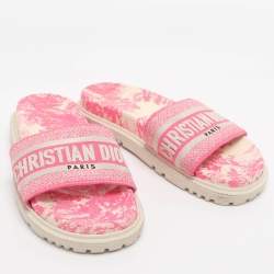 Pre Owned Dior Dway Size 38.5 Pink Canvas Sandals