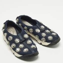 مملوكة مسبقًا Dior Fusion Size 38 Navy Blue Mesh Slip On Sneakers