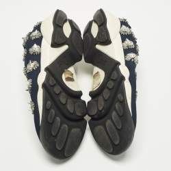 مملوكة مسبقًا Dior Fusion Size 38 Navy Blue Mesh Slip On Sneakers