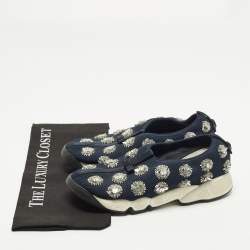 مملوكة مسبقًا Dior Fusion Size 38 Navy Blue Mesh Slip On Sneakers