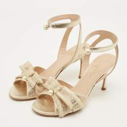 مملوكة مسبقًا صندل ديور سير كاحل جلد ذهبي مقاس 40.5