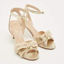 مملوكة مسبقًا صندل ديور سير كاحل جلد ذهبي مقاس 40.5