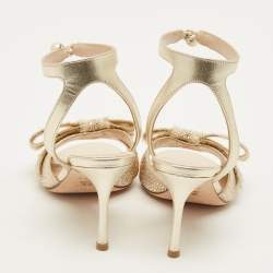 مملوكة مسبقًا صندل ديور سير كاحل جلد ذهبي مقاس 40.5