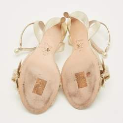 مملوكة مسبقًا صندل ديور سير كاحل جلد ذهبي مقاس 40.5