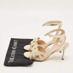 مملوكة مسبقًا صندل ديور سير كاحل جلد ذهبي مقاس 40.5