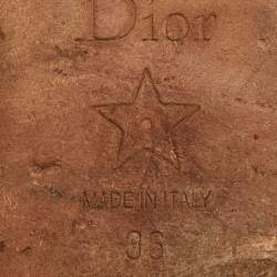 مملوكة مسبقًا Dior Dway Size 36 Navy Blue/White Embroidered Canvas Flat Slide Sandals