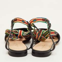 Pre Owned Dior J'Adior Size 41 Black Fabric Pointed Toe Ankle Wrap Flats