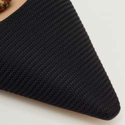 Pre Owned Dior J'Adior Size 41 Black Fabric Pointed Toe Ankle Wrap Flats