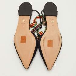 Pre Owned Dior J'Adior Size 41 Black Fabric Pointed Toe Ankle Wrap Flats