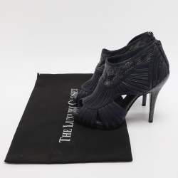 مملوكة مسبقًا حذاء بوت ديور جلد أزرق وجلد الثعبان مفتوح مقاس 36.5