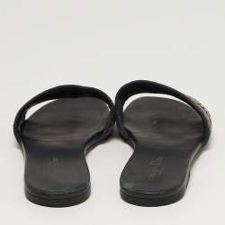 Pre Owned صندل سلايد ديور قماش مطرز أزرق داكن مقاس 40