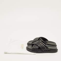 مملوكة مسبقًا Dior D-Cross Size 38 Black Leather Flat Slide